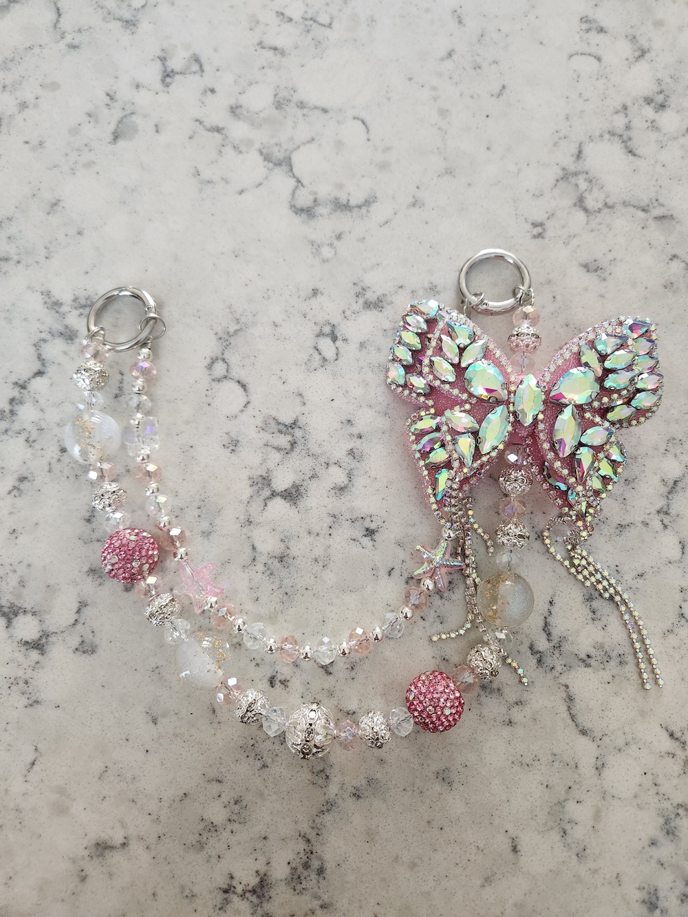 Pink Crystal Butterfly Charm
